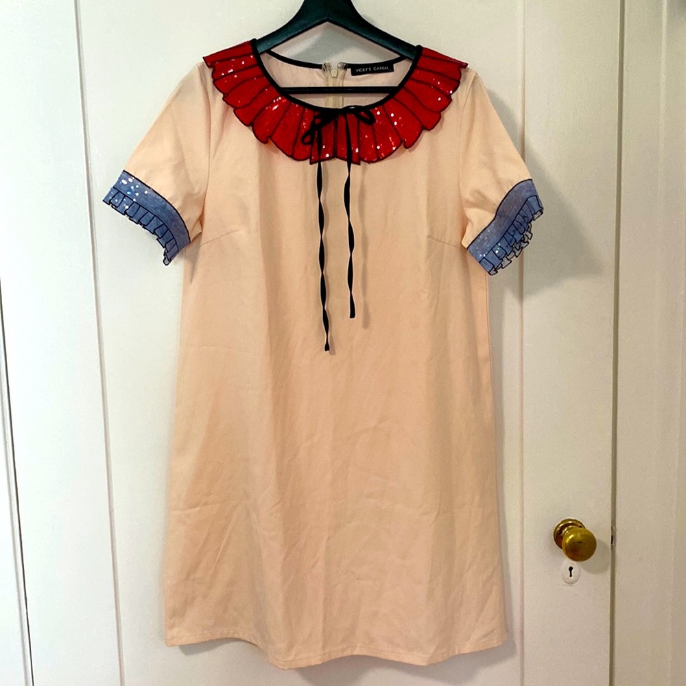 Trompe L’oeil sequin pleats mini dress sz L very Gucci -esque